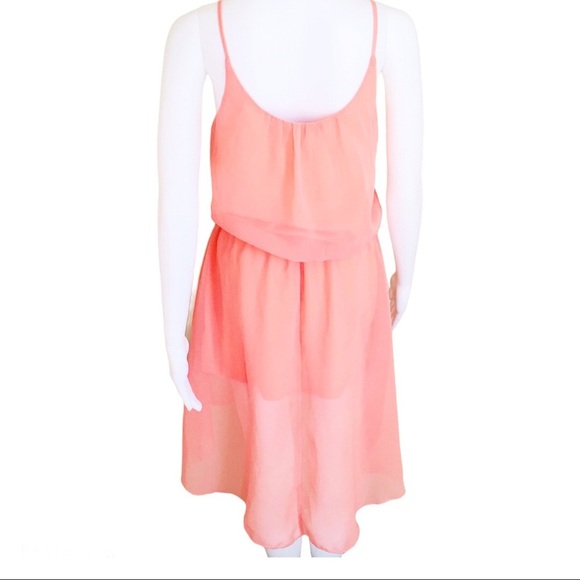 SEDUCTIONS Hi Lo Fit Sheer Mini Dress Peach Size Small - Picture 3 of 7